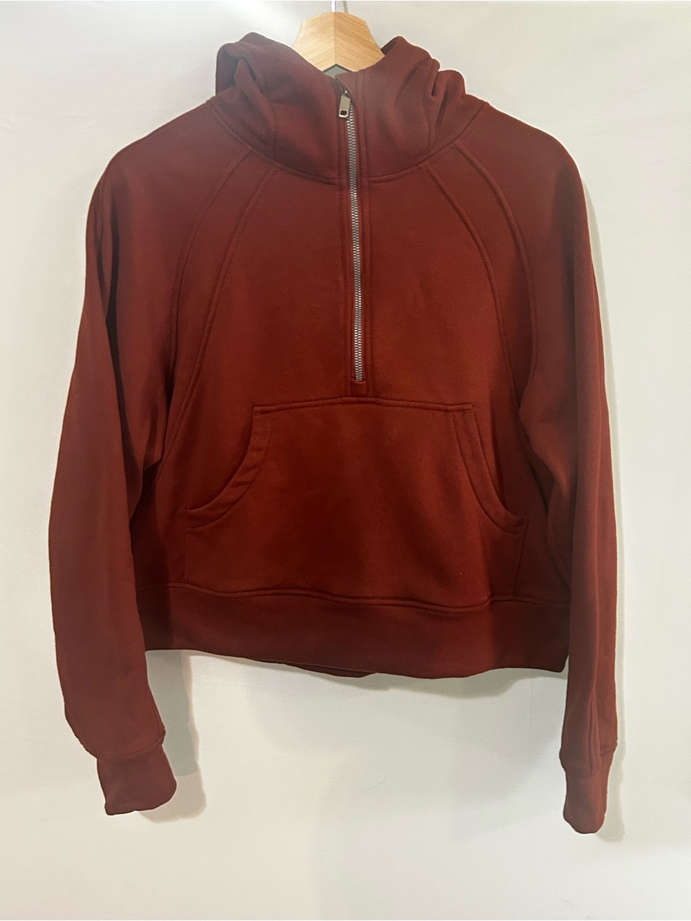 Rust Scuba Style Half Zip Hooded Sweatshirt Size L - Picture 2 of 7